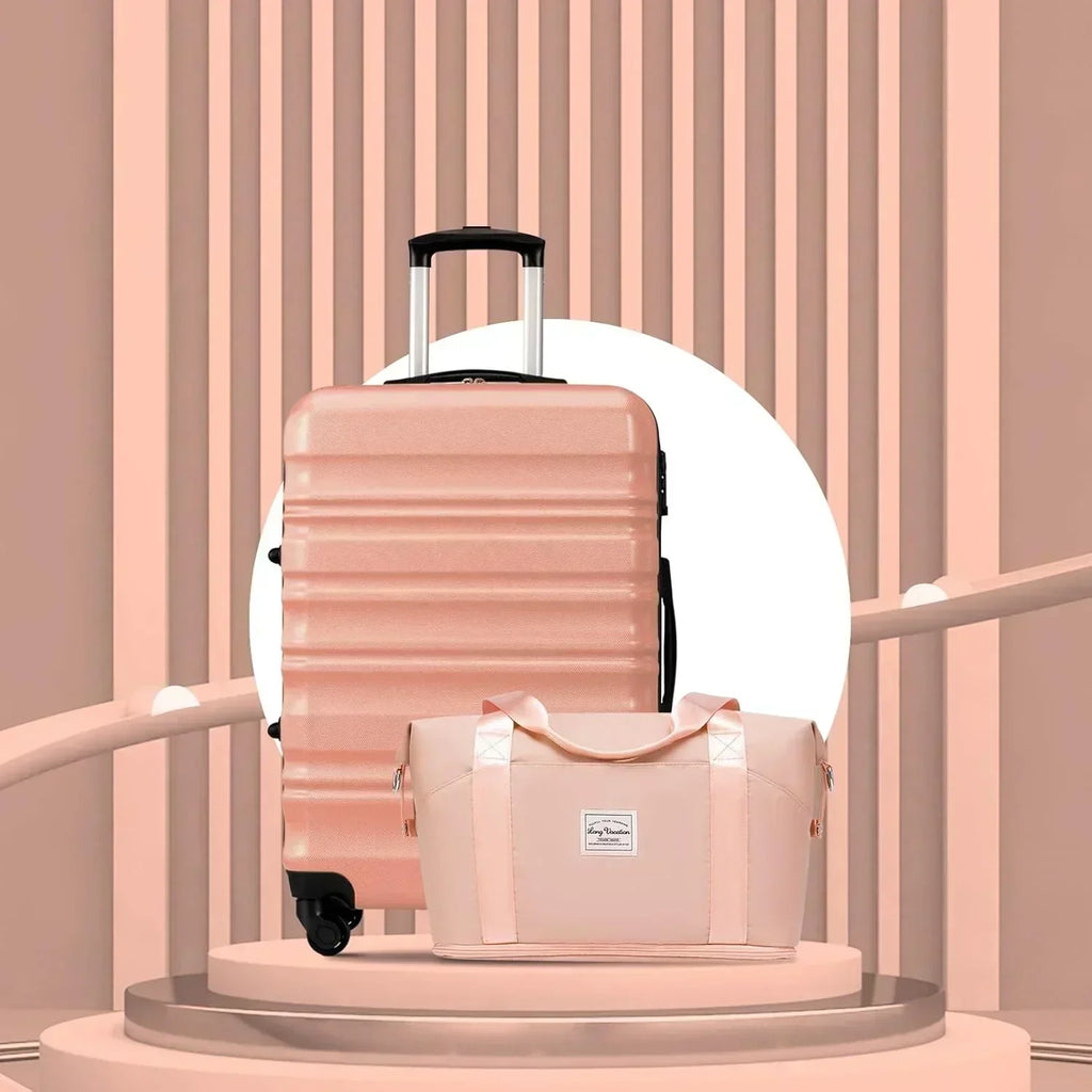 LONG VACATION 6 Piece Luggage Set Carry on Suitcase with ABS+PC hardshell Spinner Wheels