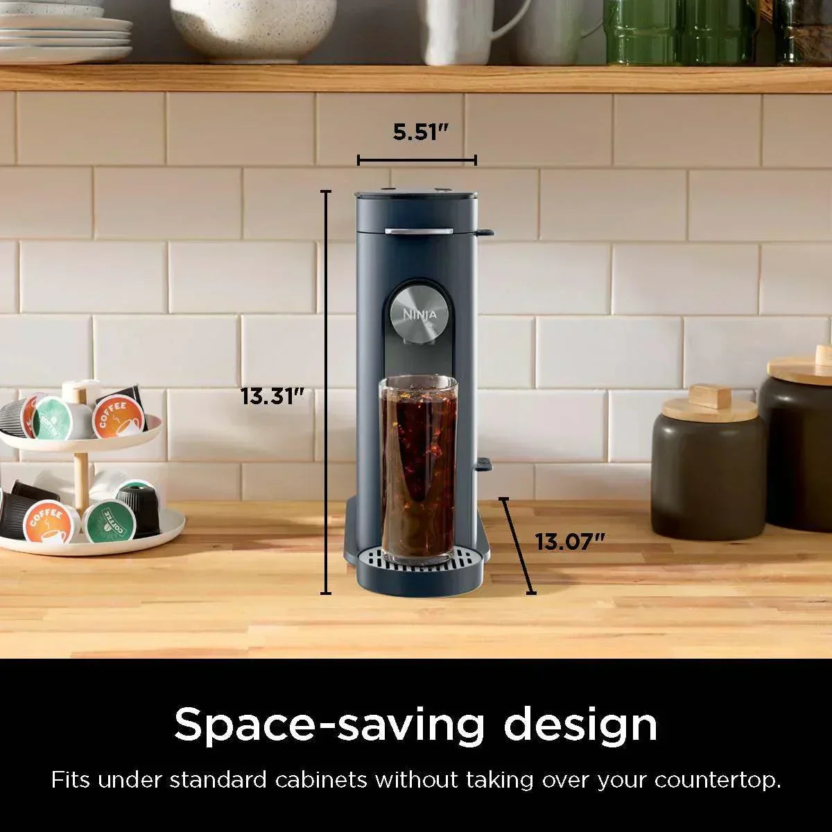 Ninja Pods Grounds Single-Serve Coffee Maker K-Cup Pod Compatible Brews Grounds Compact Design