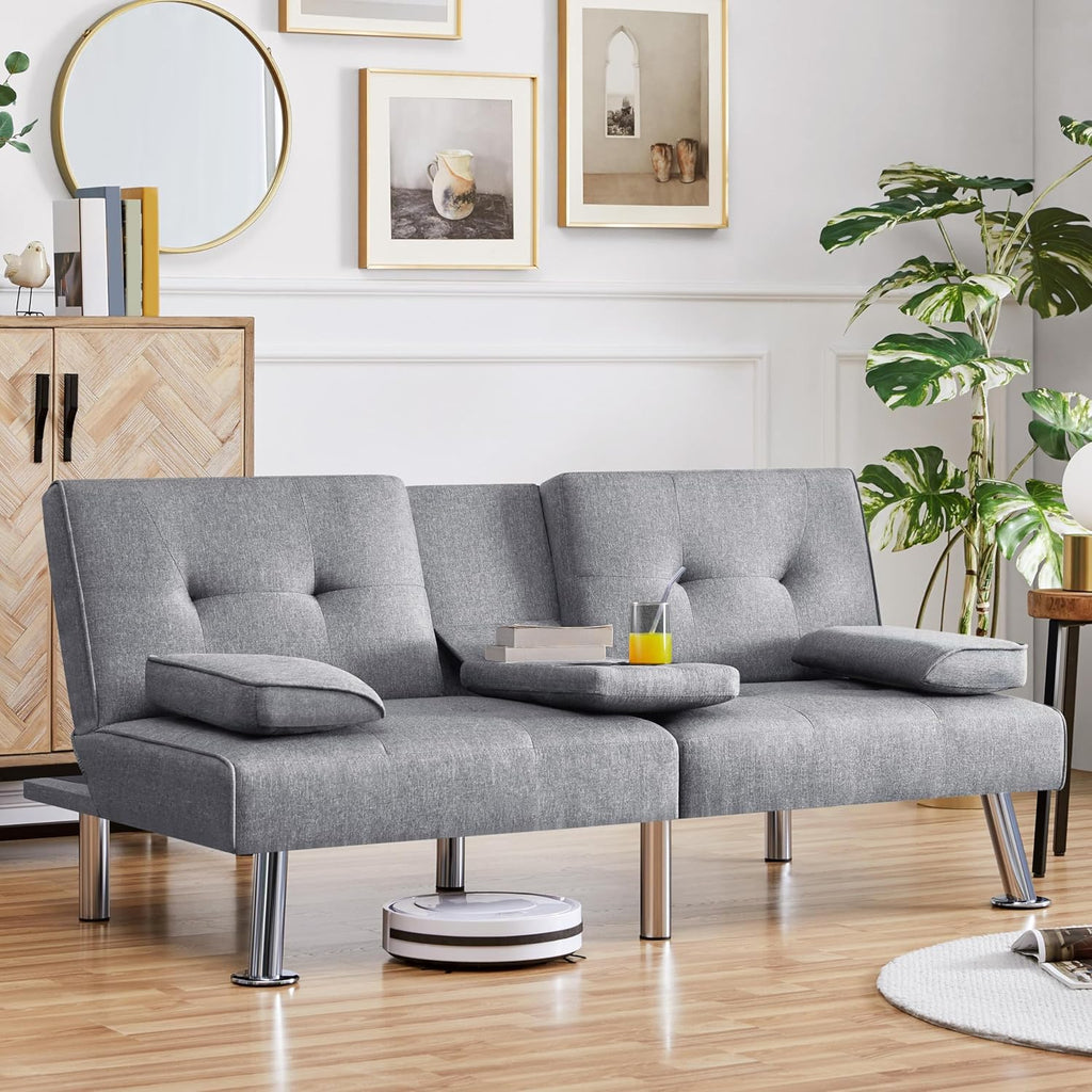 Convertible Sofa Bed Modern Imitation Leather Home Recliner Flip Double Sofa Folding Sofa Bed Guest Bed