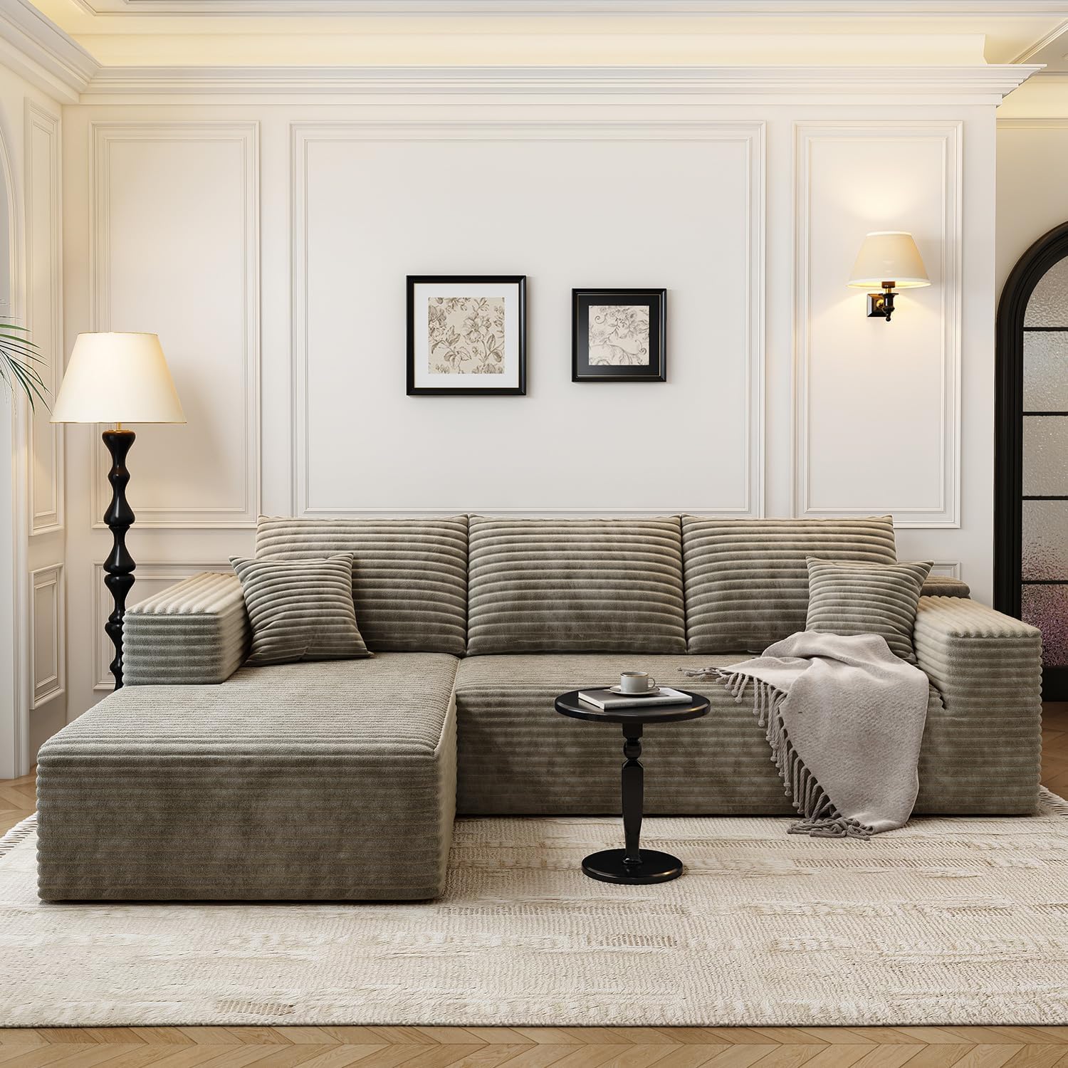 107.5 Cloud Modular Sectional Sofa Couch with L-Shape Chaise,Modern Minimalist Upholstered Couches