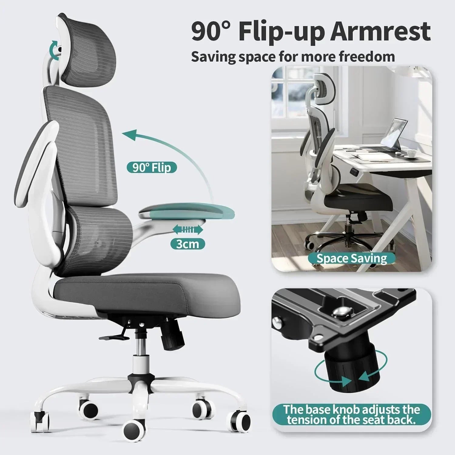 Office Chair Ergonomic Desk Chair 330 lbs Home Mesh Desk Chair Comfortable Gaming Chair