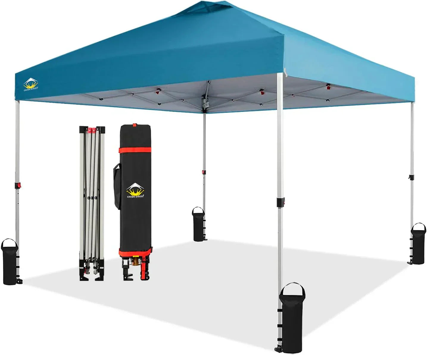 10x10 Pop-Up Awning One-Click Installation Beach Tent Outdoor Sunshade Silver Coated Top