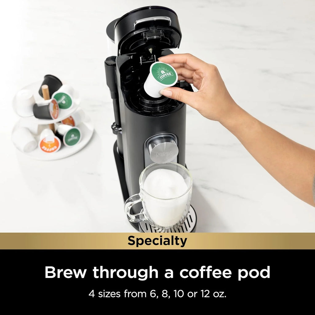 Ninja | Coffee Maker | Single Serve |Brew with Coffee Pods & Grounds| Compatible with K-Cup Coffee Pods | 4 Brew Styles, up to 24oz Cup Sizes & 56oz Removable Reservoir | Black | PB051