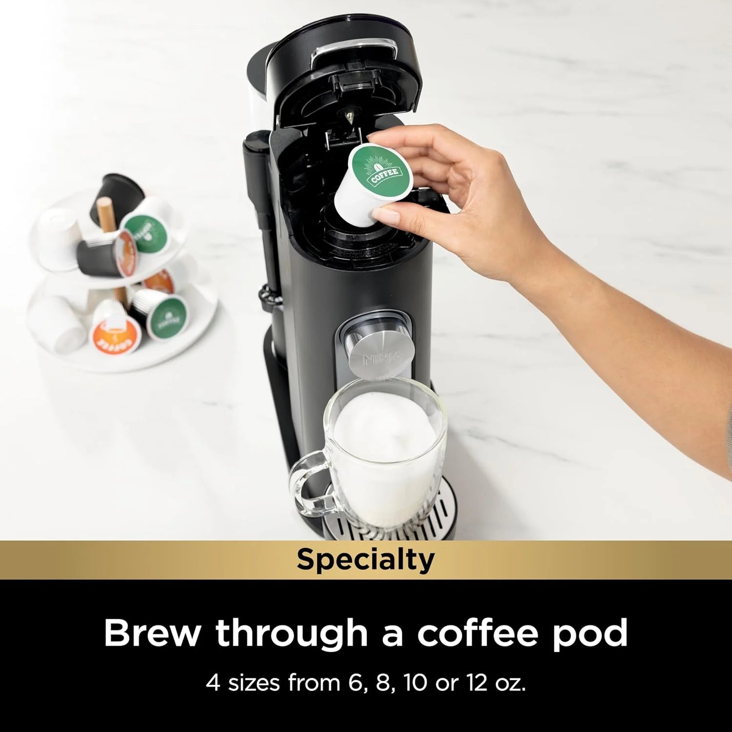 Ninja | Coffee Maker | Single Serve |Brew with Coffee Pods & Grounds| Compatible with K-Cup Coffee Pods | 4 Brew Styles, up to 24oz Cup Sizes & 56oz Removable Reservoir | Black | PB051