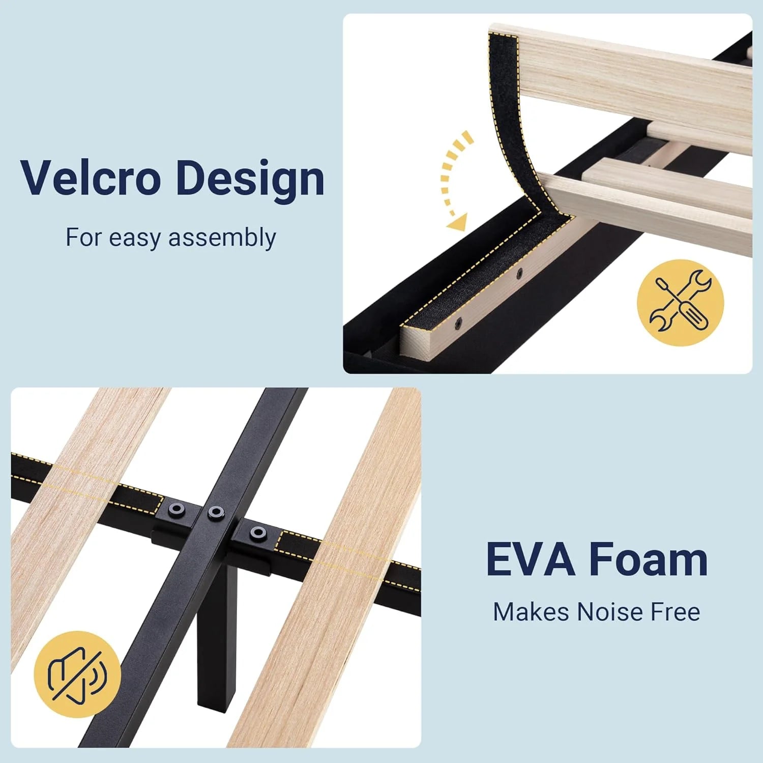 Allewie Queen Size Platform Bed Frame Fabric Upholstered Headboard Wooden Slats Support