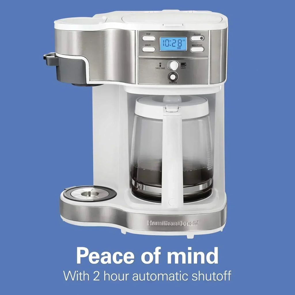 Hamilton Beach 2-Way 12 Cup Programmable Drip Coffee Maker Single Serve Machine Glass Carafe