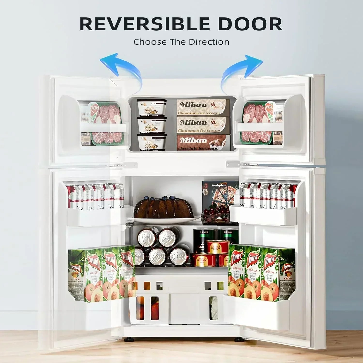 Antarctic Star 3.2 Cu.Ft Mini Refrigerator with Freezer Double Door Fridge Compact Refrigerator