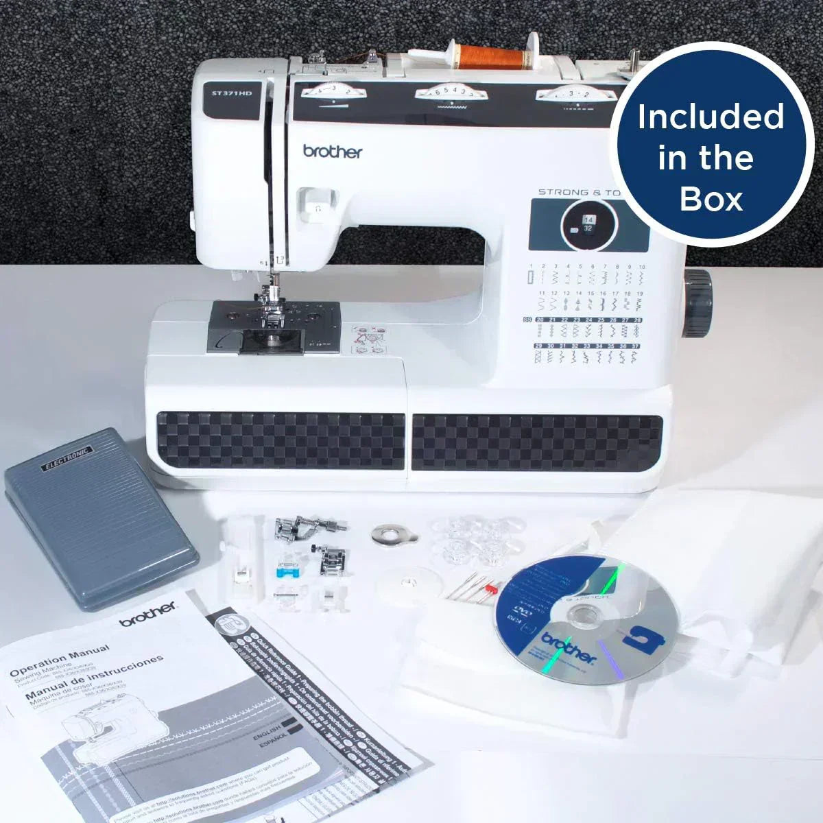 Sewing Machine, Strong Tough 37 Built-in Stitches Free Arm Option 6 Included Feet