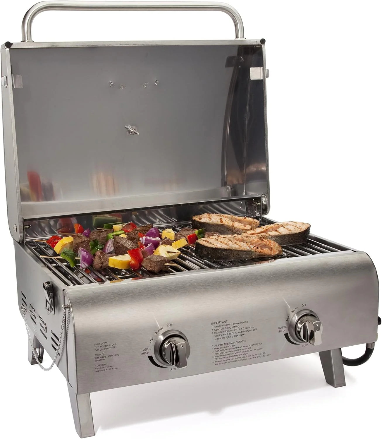 Cuisinart Chef's Style Tabletop Portable Propane Grill 20000 BTU 2-Burner Outdoor Gas Grill